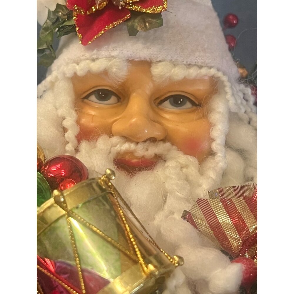 Santa Claus Christmas Ornament with Decorations Pine Accents 12”